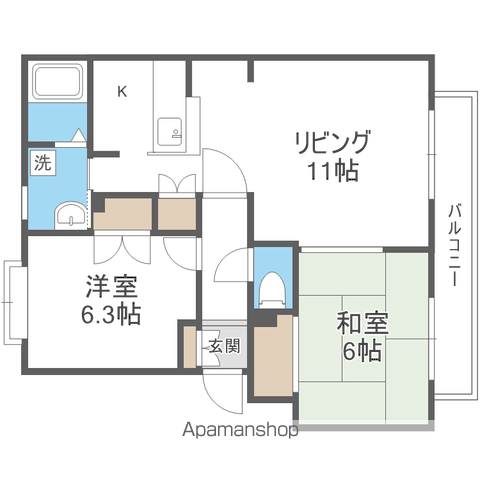 パークハイツE(2LDK/4階)の間取り写真