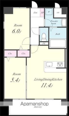 ムーンリバー久留米駅南(2LDK/1階)の間取り写真