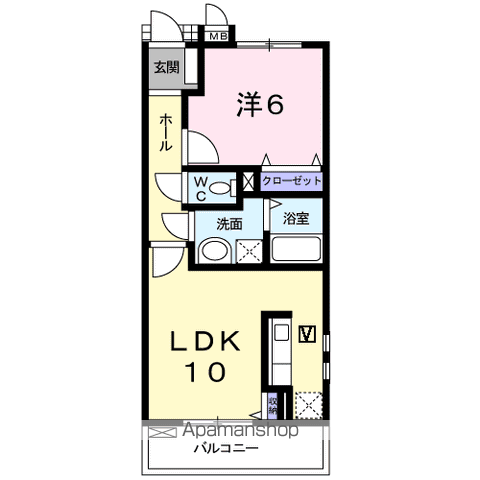 ステイションランドナガタキⅡ(1LDK/1階)の間取り写真