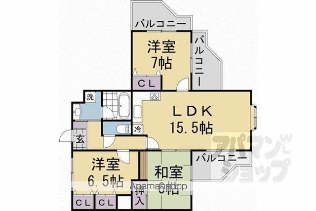 GRAN PINO 伏見桃山(3LDK/2階)の間取り写真