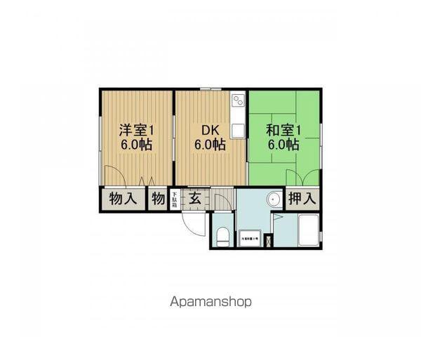 MAY ONE 25B棟(2DK/1階)の間取り写真