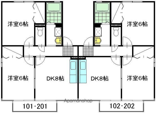 ウイングSASANO C棟(2DK/2階)の間取り写真