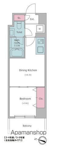 ドゥーエ二子新地(1DK/3階)の間取り写真