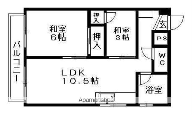 豊国ビル(2LDK/6階)の間取り写真