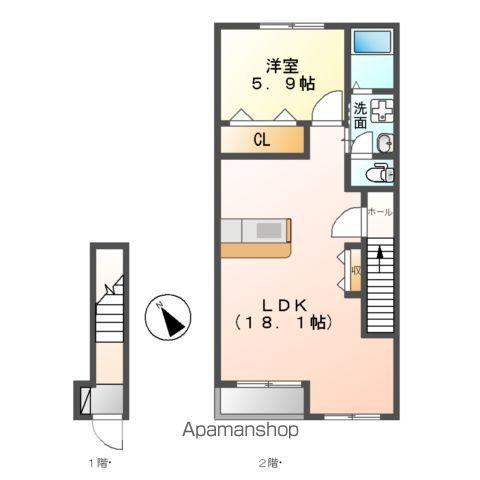 ベアトリーチェ(1LDK/2階)の間取り写真