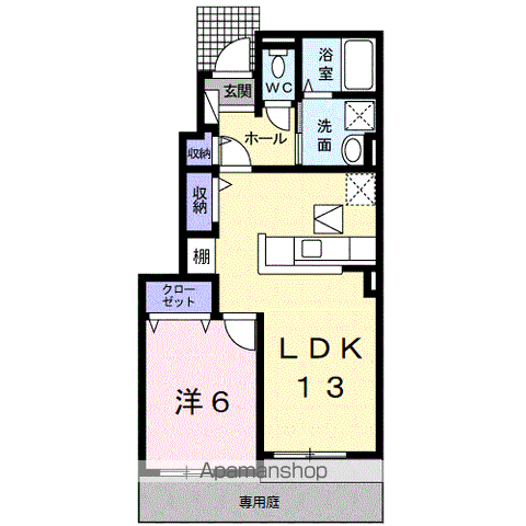 フォルトゥーナ(1LDK/1階)の間取り写真