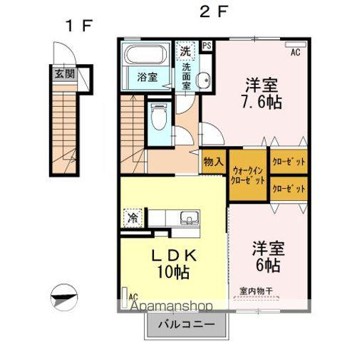 ブリーズ藤島(2LDK/2階)の間取り写真