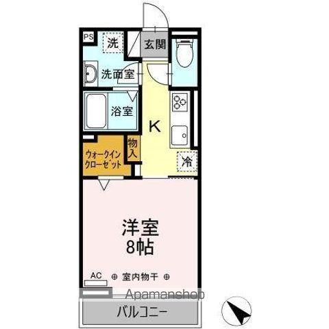 グラードⅡ(1K/1階)の間取り写真