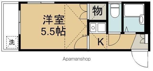 フリーダムB棟(1K/1階)の間取り写真