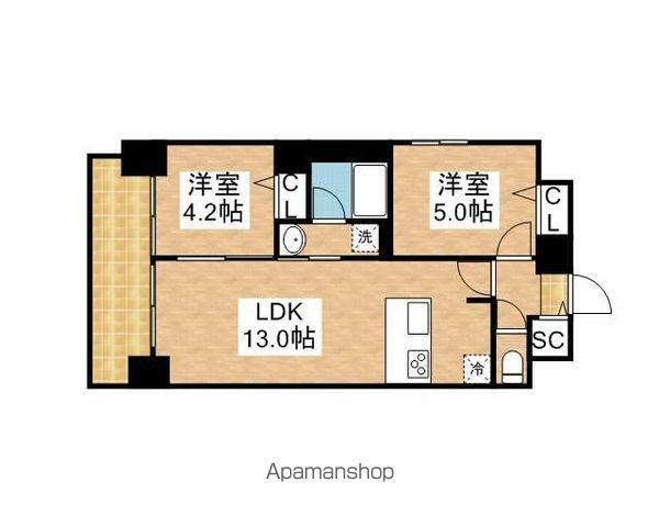 プレサンス丸の内フォート(2LDK/5階)の間取り写真