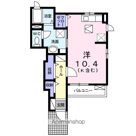 プリムローズ柳町(ワンルーム/1階)の間取り写真