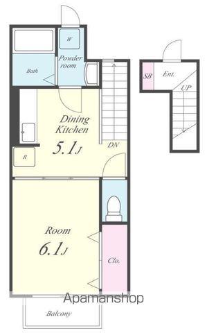 リヴェール恵(1DK/2階)の間取り写真