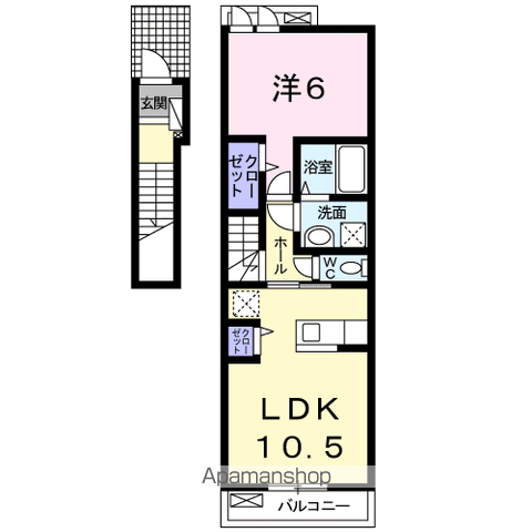 ハーモニー(1LDK/2階)の間取り写真