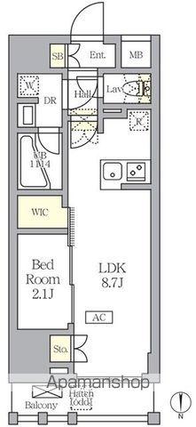 アジールコート王子(1LDK/9階)の間取り写真