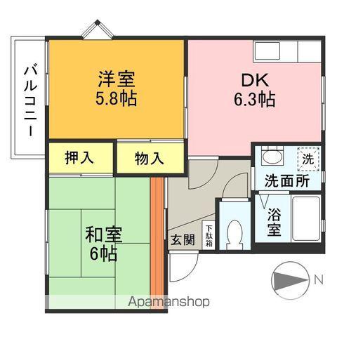 レジデンス原町(2DK/2階)の間取り写真