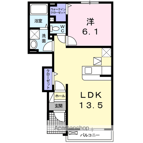ヒルズタウンⅤ(1LDK/1階)の間取り写真