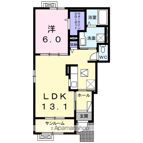 ドメーヌ・M(1LDK/1階)の間取り写真