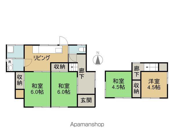 宮崎県宮崎市 2階建 築44年(4DK)の間取り写真