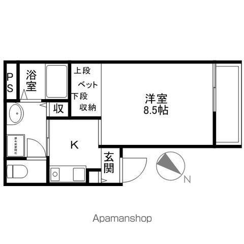 サンハイムⅢ(1K/1階)の間取り写真