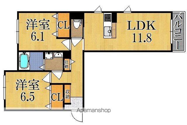 シャーメゾンフィオール(2LDK/2階)の間取り写真
