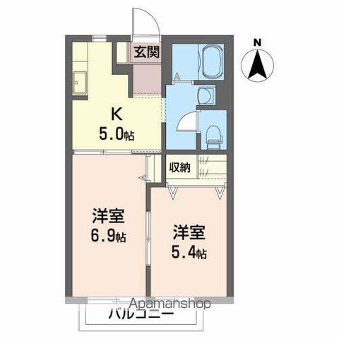 フェニックスB(2K/2階)の間取り写真