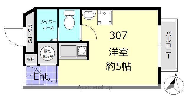 九段アビタシオン(ワンルーム/3階)の間取り写真