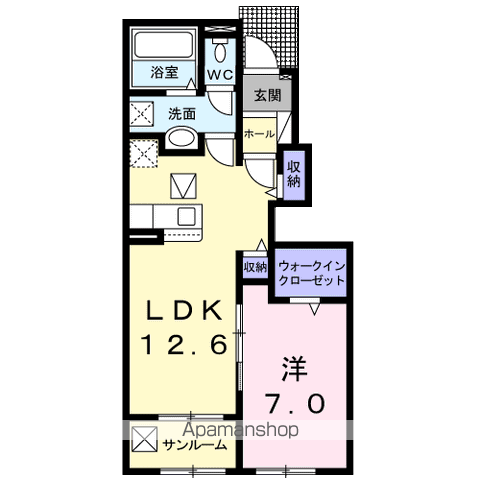 ソーレ 7B(1LDK/1階)の間取り写真