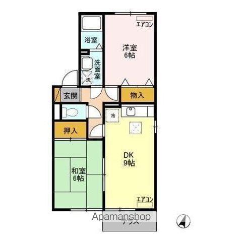 ロイヤルガーデンサウスA(2DK/1階)の間取り写真