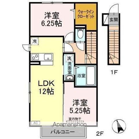 ローズコート・H C棟(2LDK/2階)の間取り写真