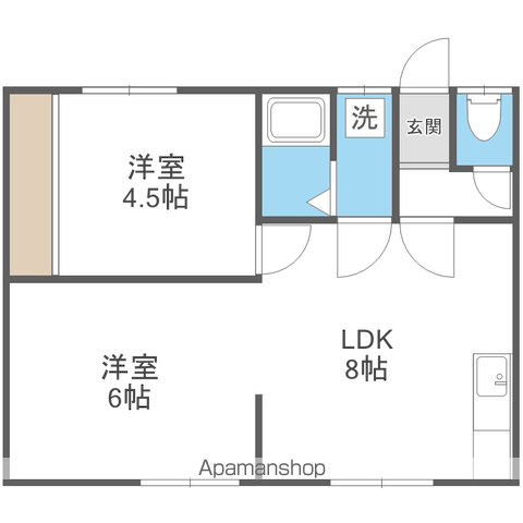 アリーブ南沢(2DK/1階)の間取り写真