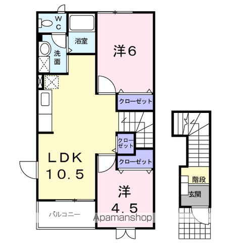 ボヌ-ル(2LDK/2階)の間取り写真