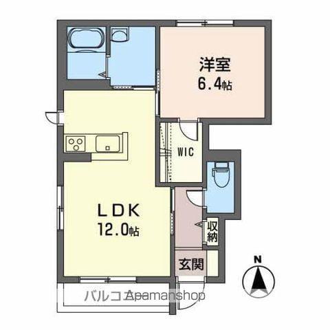 ミューローズ長橋Ⅱ・B(1LDK/1階)の間取り写真