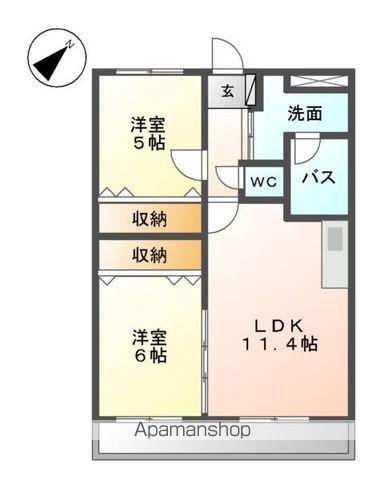 ヴィラ・クオーレⅡ(2LDK/2階)の間取り写真
