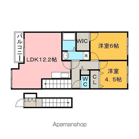 リベルテI(2LDK/2階)の間取り写真