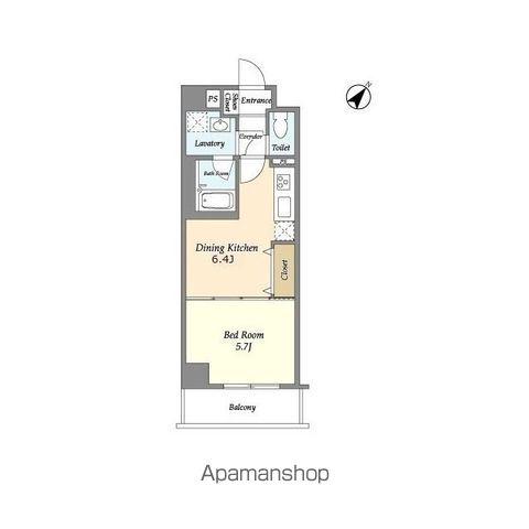 エスト・リュミエール(1DK/2階)の間取り写真