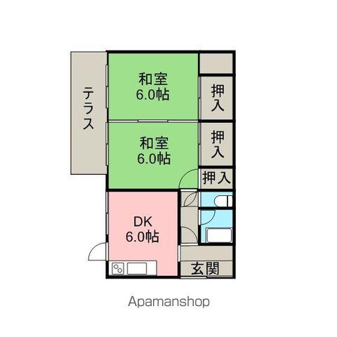 伊予鉄道高浜線 山西駅 徒歩8分 1階建 築49年(2DK)の間取り写真