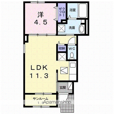 アクティ・リーベル Ⅱ(1LDK/1階)の間取り写真