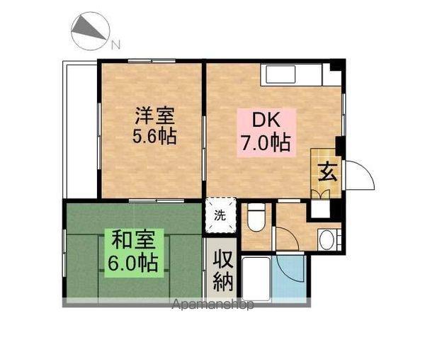 エーデルワイス(2DK/3階)の間取り写真