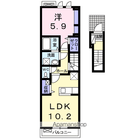 カーサ クオーレ(1LDK/2階)の間取り写真