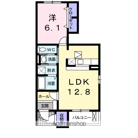 グラシュー・メゾンB(1LDK/1階)の間取り写真