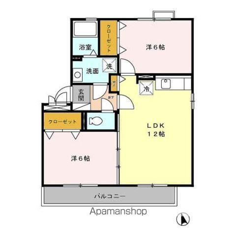 セジュール割石(2LDK/2階)の間取り写真