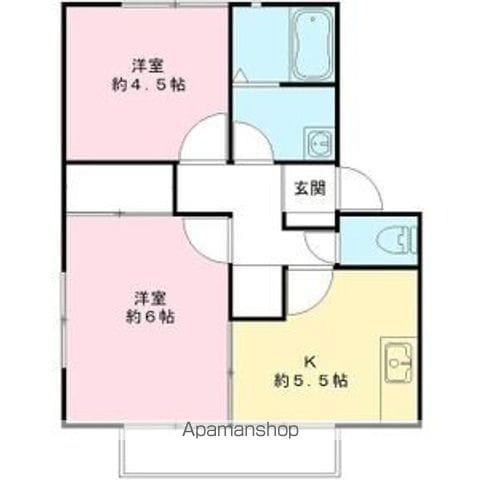 サンガーデン・カネコC(2DK/1階)の間取り写真