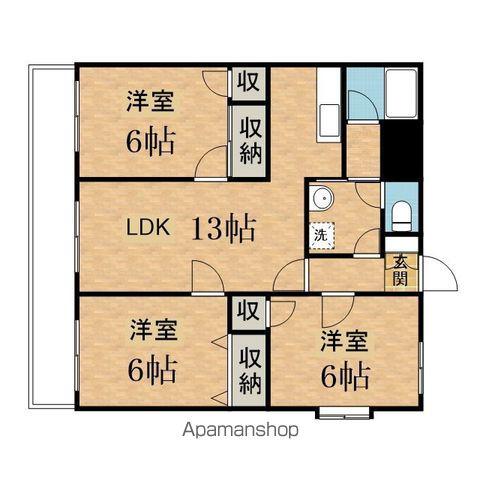ペガサスコート(3LDK/3階)の間取り写真