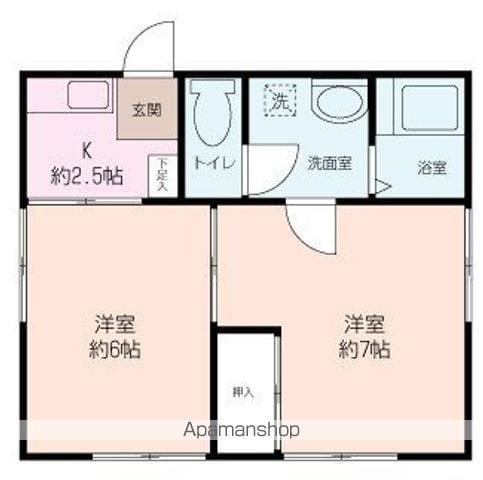 中田荘(2K/1階)の間取り写真