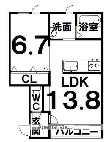 シュペル(1LDK/2階)の間取り写真