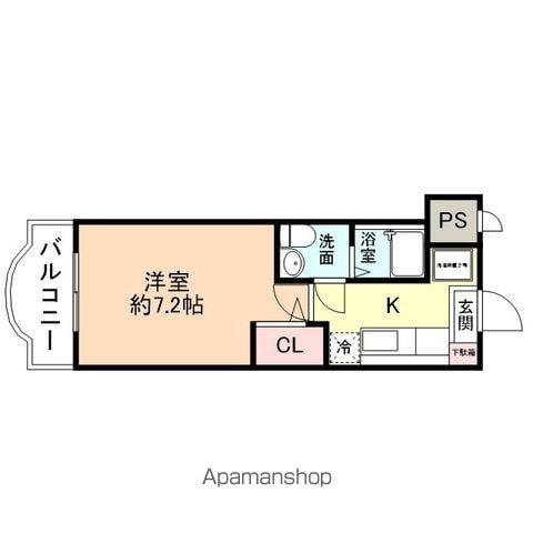 サンシャイン88 B棟(1K/4階)の間取り写真