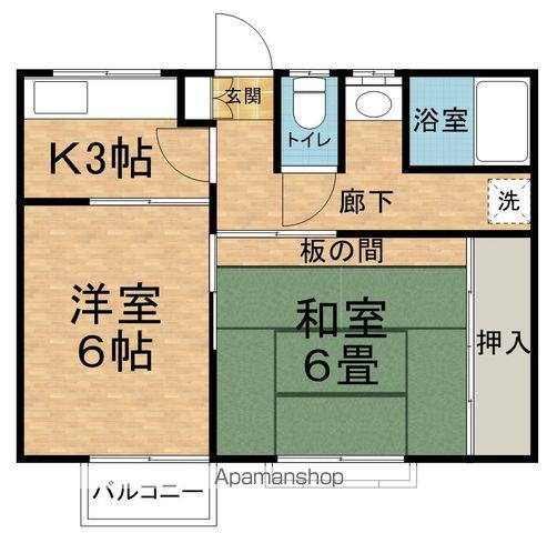 アルプスハイツⅡ(2K/1階)の間取り写真