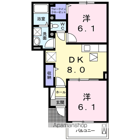 レイナ Ⅰ(2DK/1階)の間取り写真