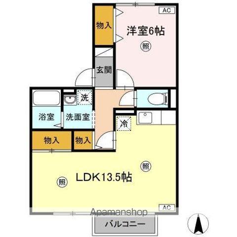 ブロッサム(1LDK/1階)の間取り写真