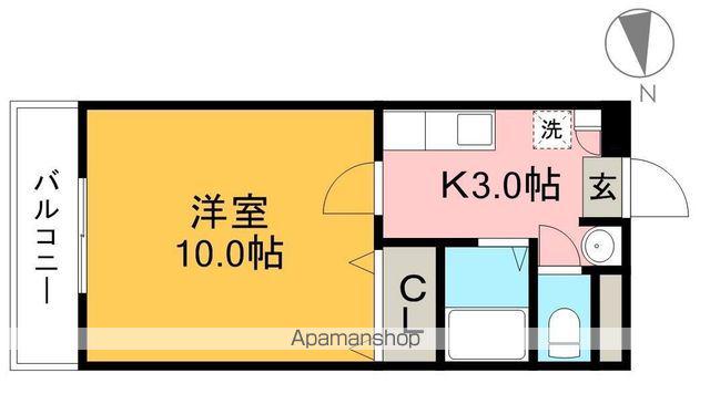 カルテットメナー(1K/3階)の間取り写真